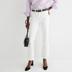 NWT J. Crew White 10” Bootcut Stretch Raw Hem Jeans. 28